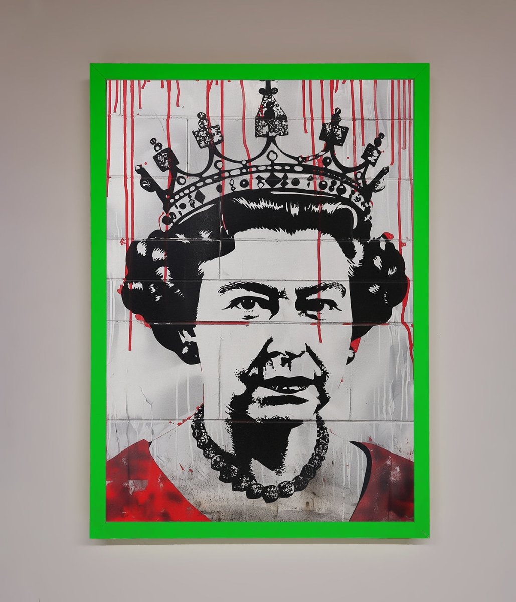 Queen Elizabeth Graffiti Red Blood Framed Poster-11