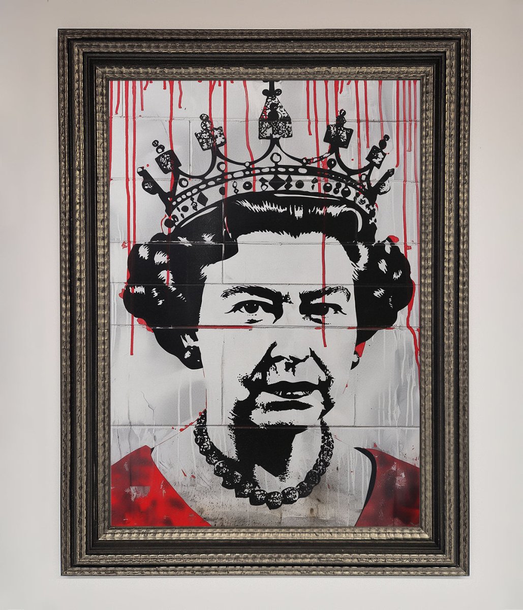 Queen Elizabeth Graffiti Red Blood Framed Poster-17