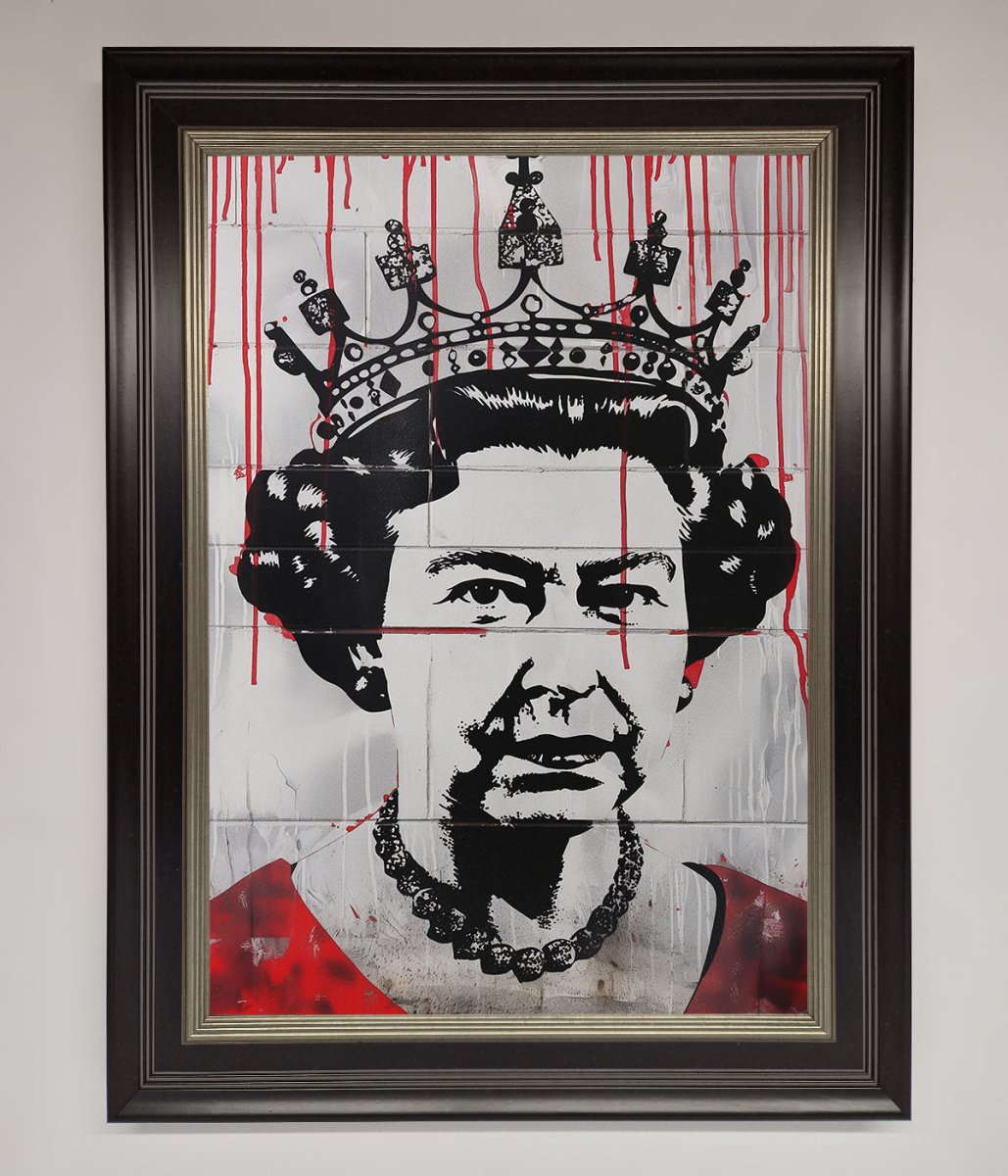Queen Elizabeth Graffiti Red Blood Framed Poster-0