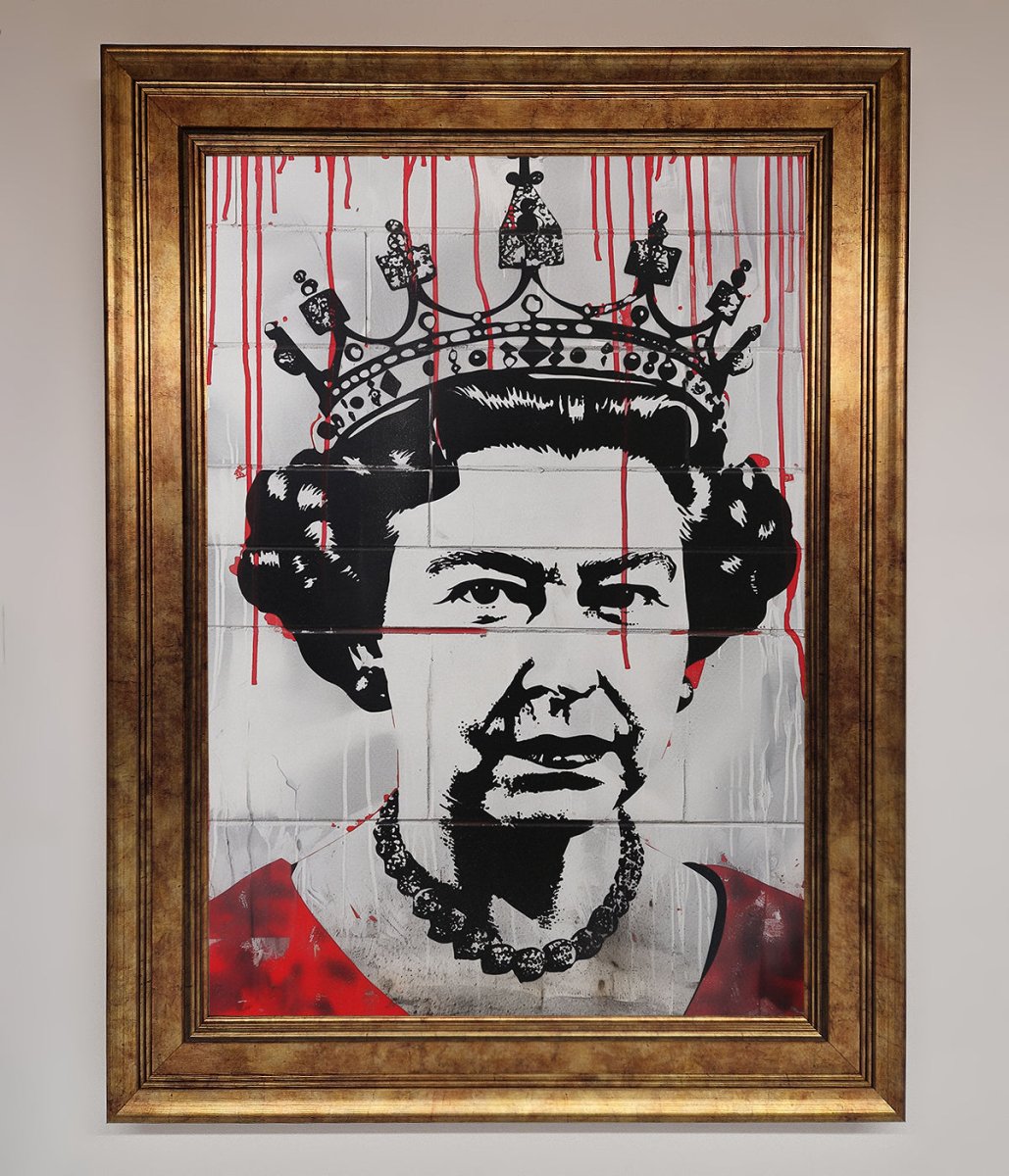 Queen Elizabeth Graffiti Red Blood Framed Poster-7