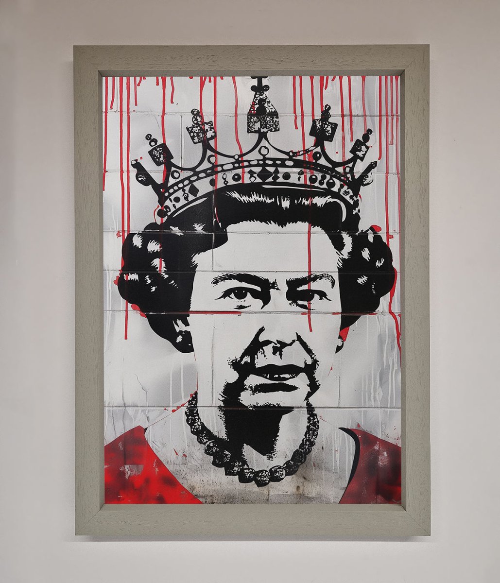 Queen Elizabeth Graffiti Red Blood Framed Poster-3