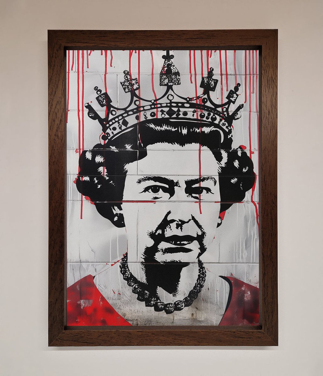 Queen Elizabeth Graffiti Red Blood Framed Poster-9