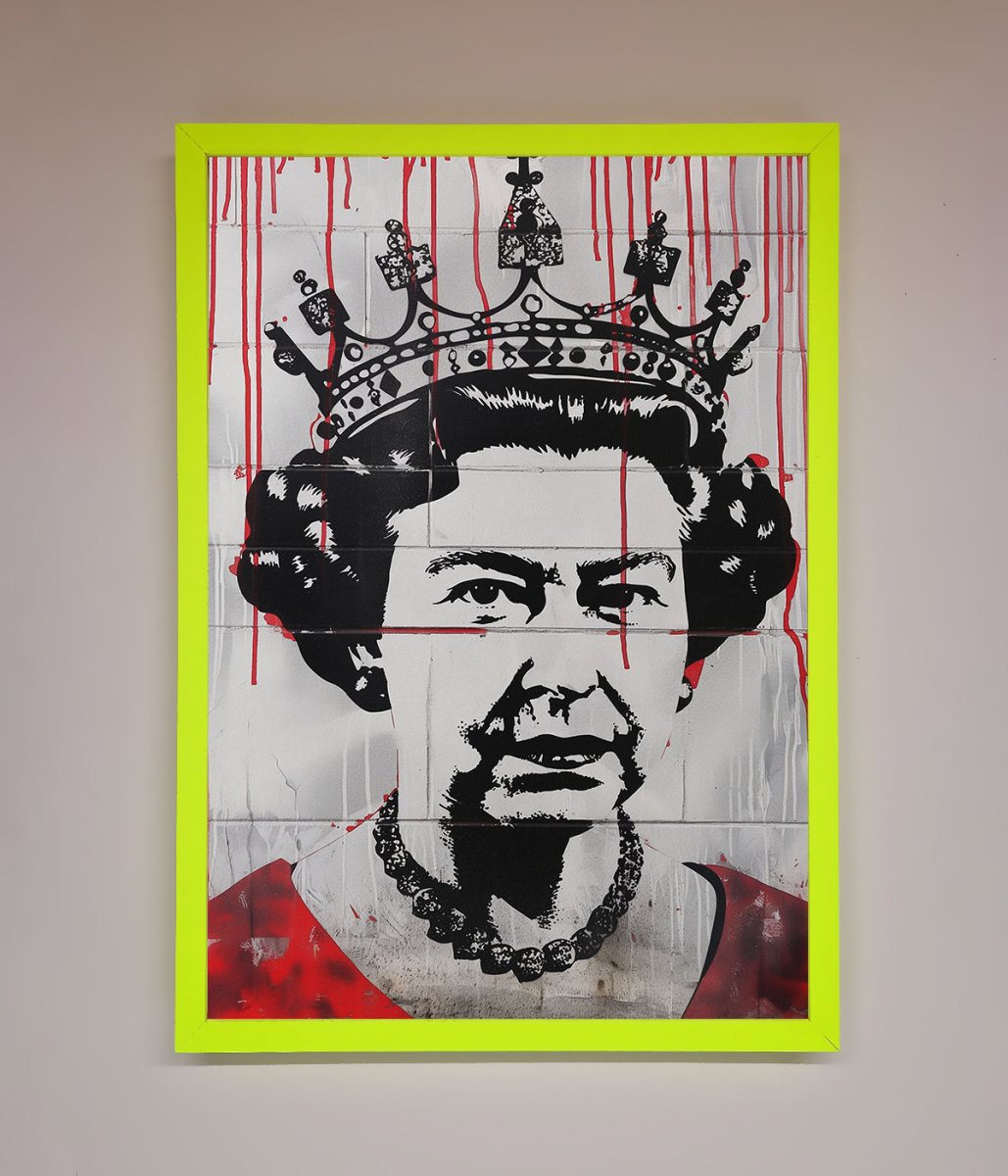 Queen Elizabeth Graffiti Red Blood Framed Poster-12