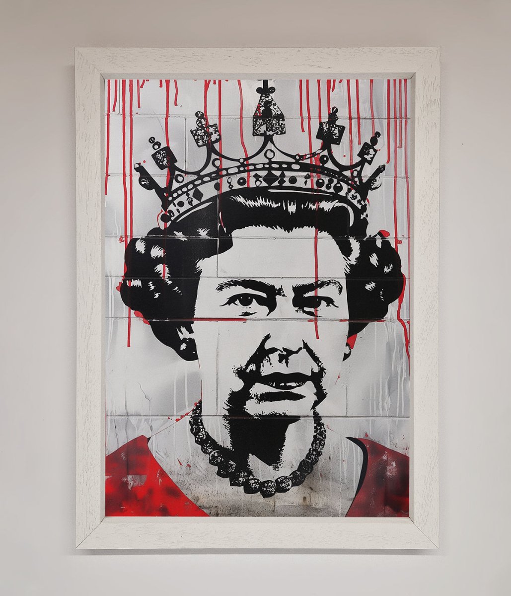 Queen Elizabeth Graffiti Red Blood Framed Poster-2