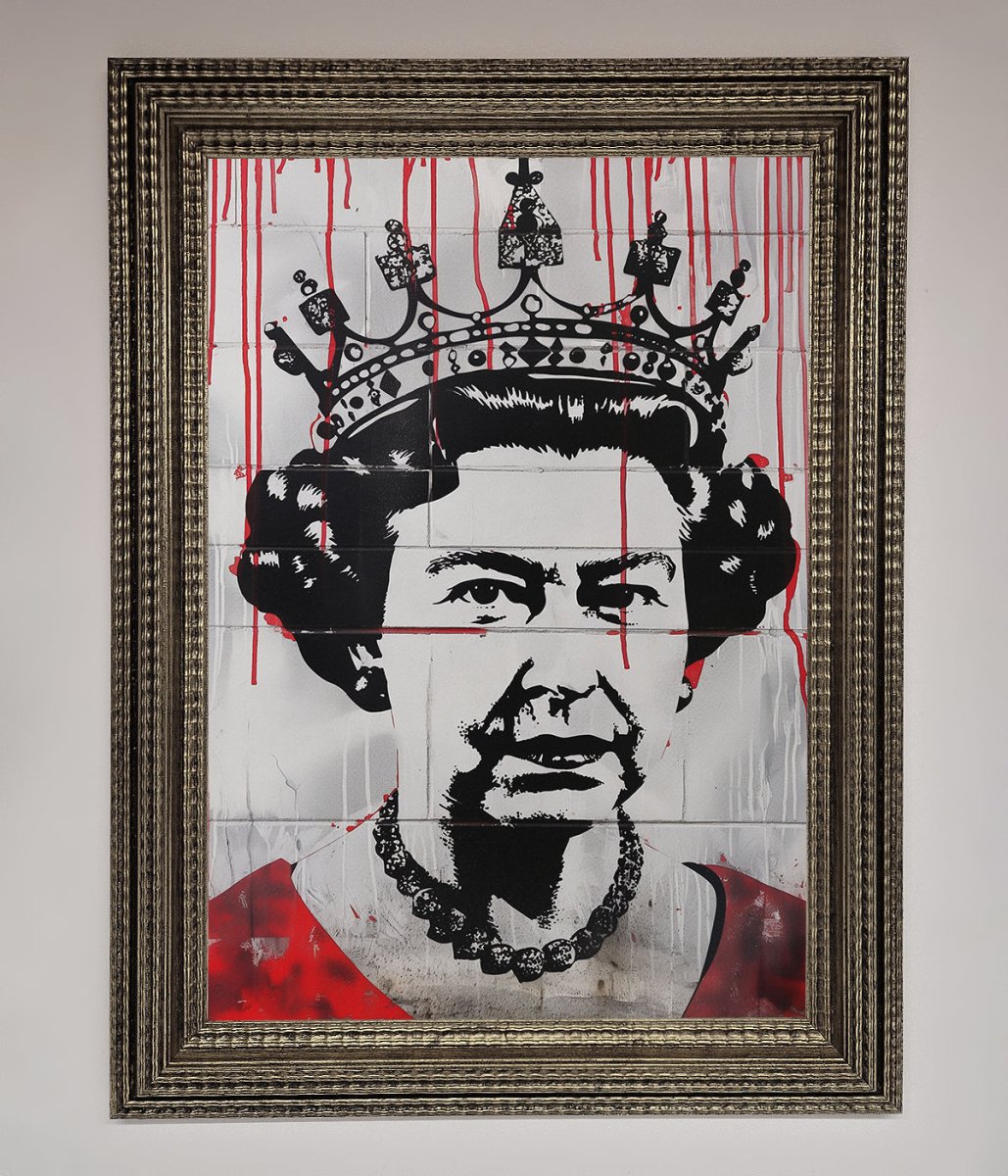Queen Elizabeth Graffiti Red Blood Framed Poster-16