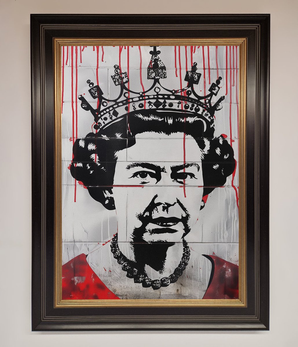 Queen Elizabeth Graffiti Red Blood Framed Poster-8