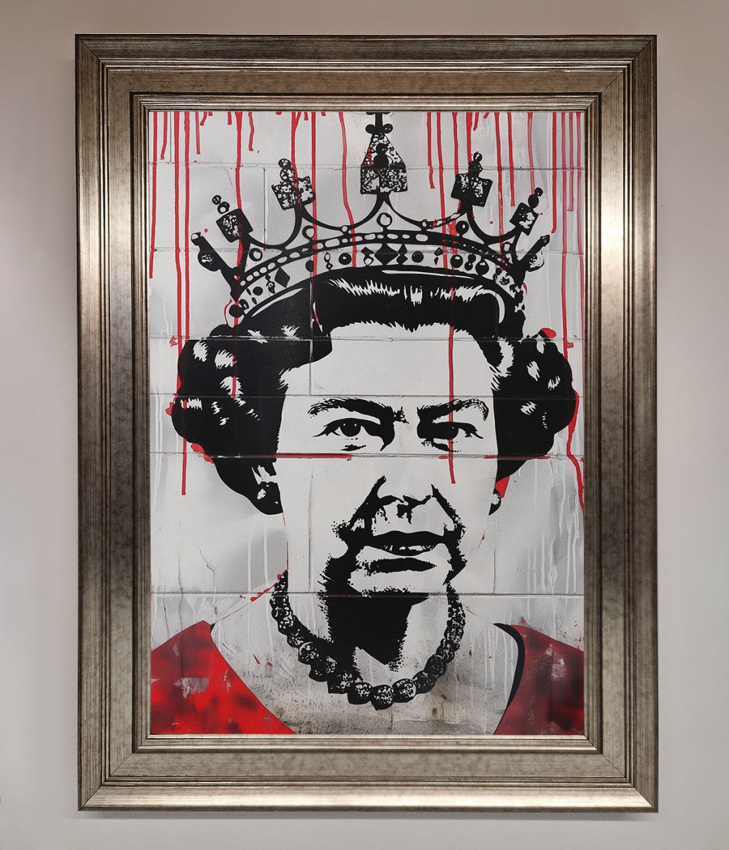 Queen Elizabeth Graffiti Red Blood Framed Poster-5