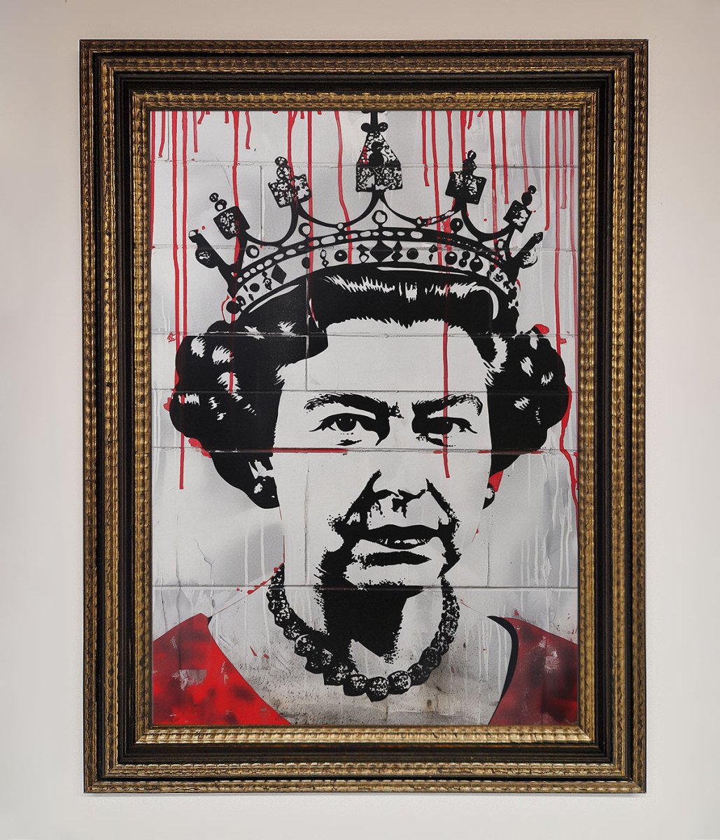 Queen Elizabeth Graffiti Red Blood Framed Poster-18