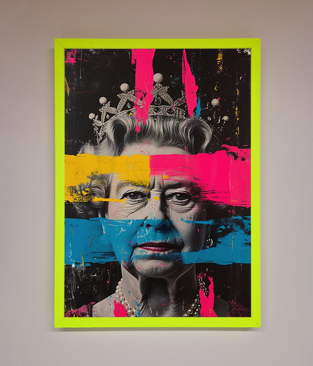 Queen Elizabeth Paint Splatter Framed Wall Art-12