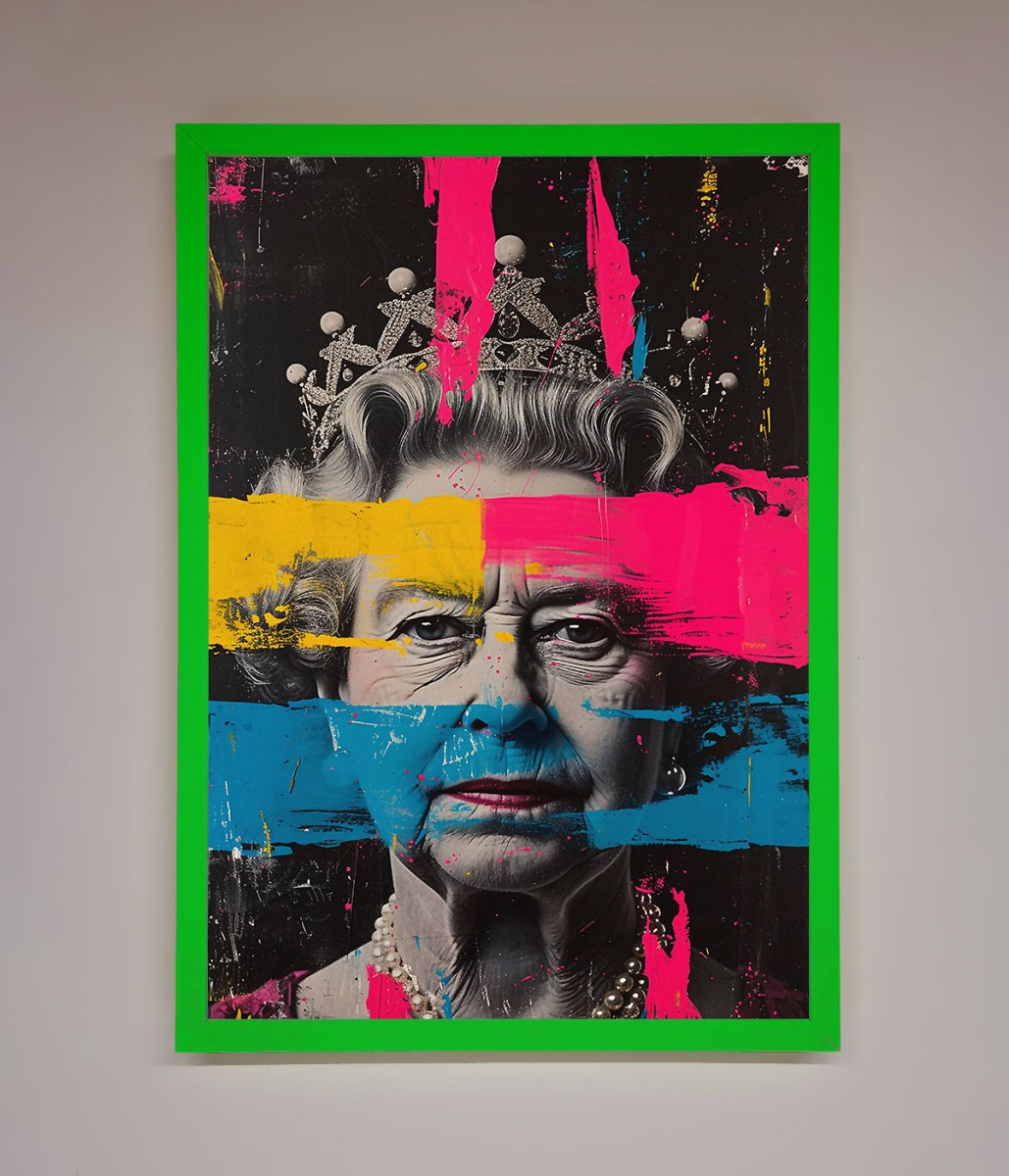 Queen Elizabeth Paint Splatter Framed Wall Art-11