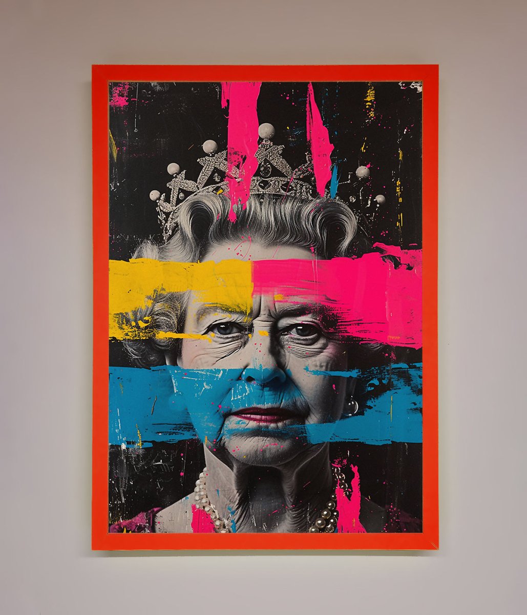 Queen Elizabeth Paint Splatter Framed Wall Art-14