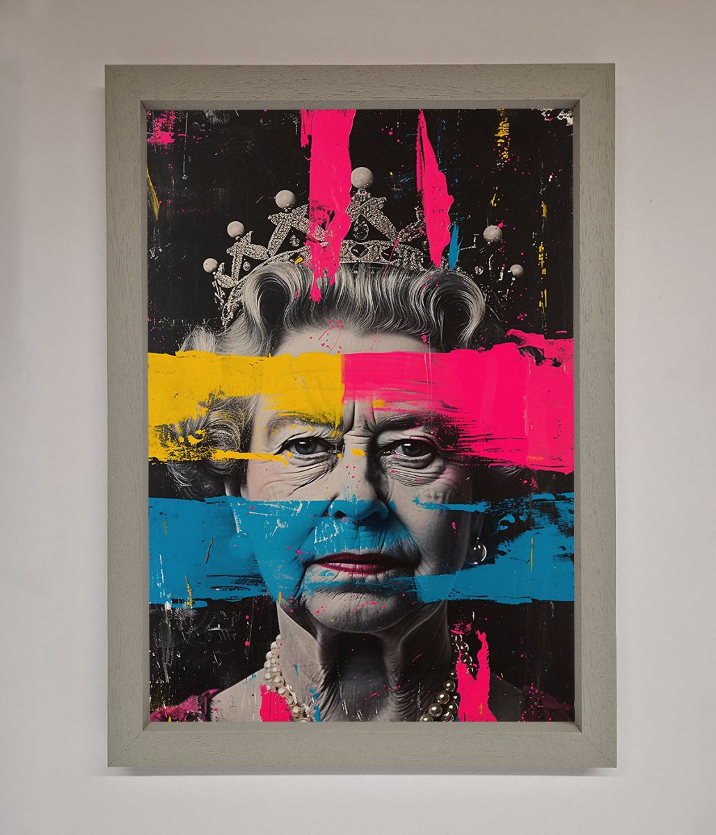 Queen Elizabeth Paint Splatter Framed Wall Art-3