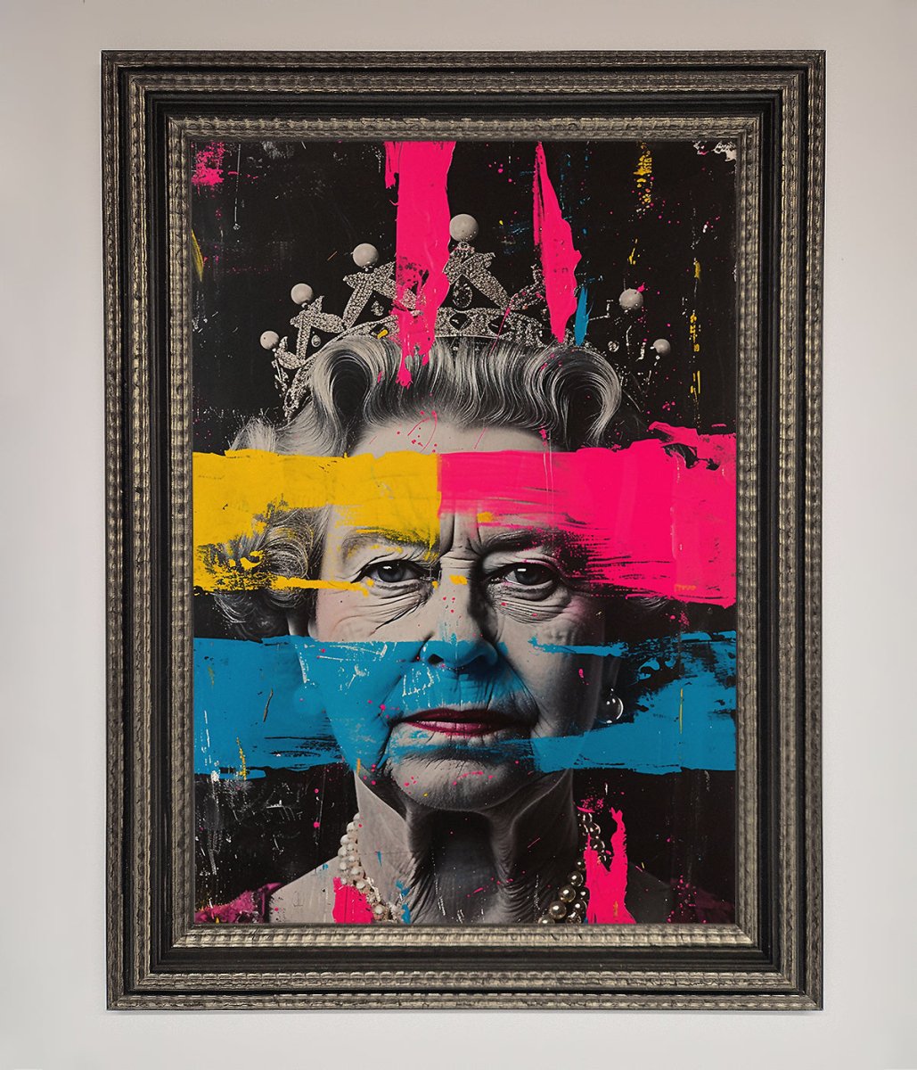 Queen Elizabeth Paint Splatter Framed Wall Art-17