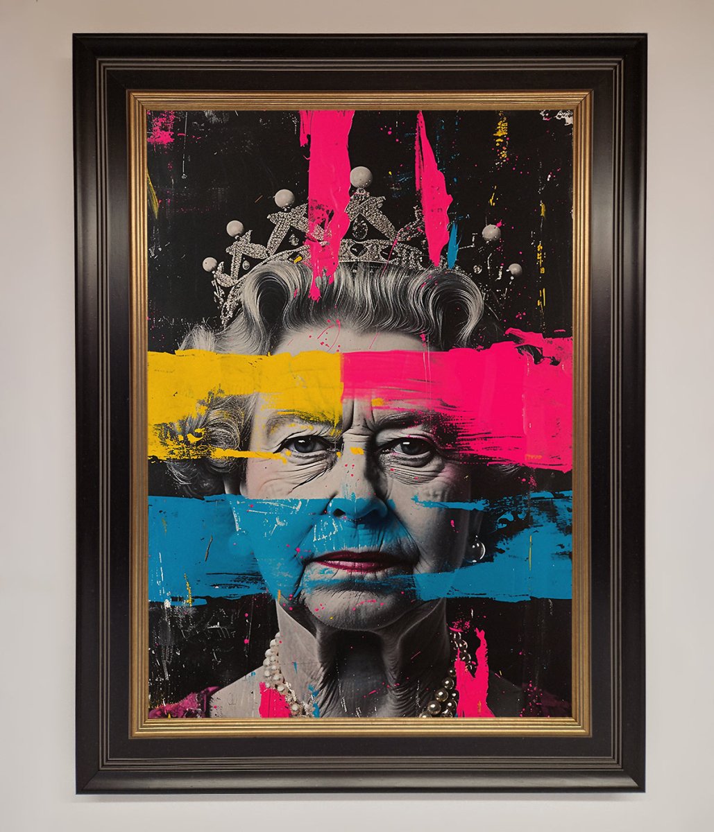 Queen Elizabeth Paint Splatter Framed Wall Art-8