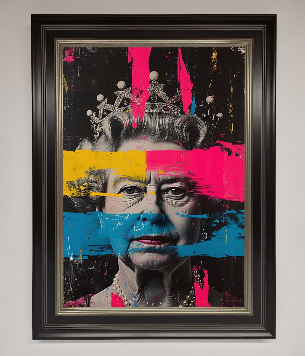 Queen Elizabeth Paint Splatter Framed Wall Art-7