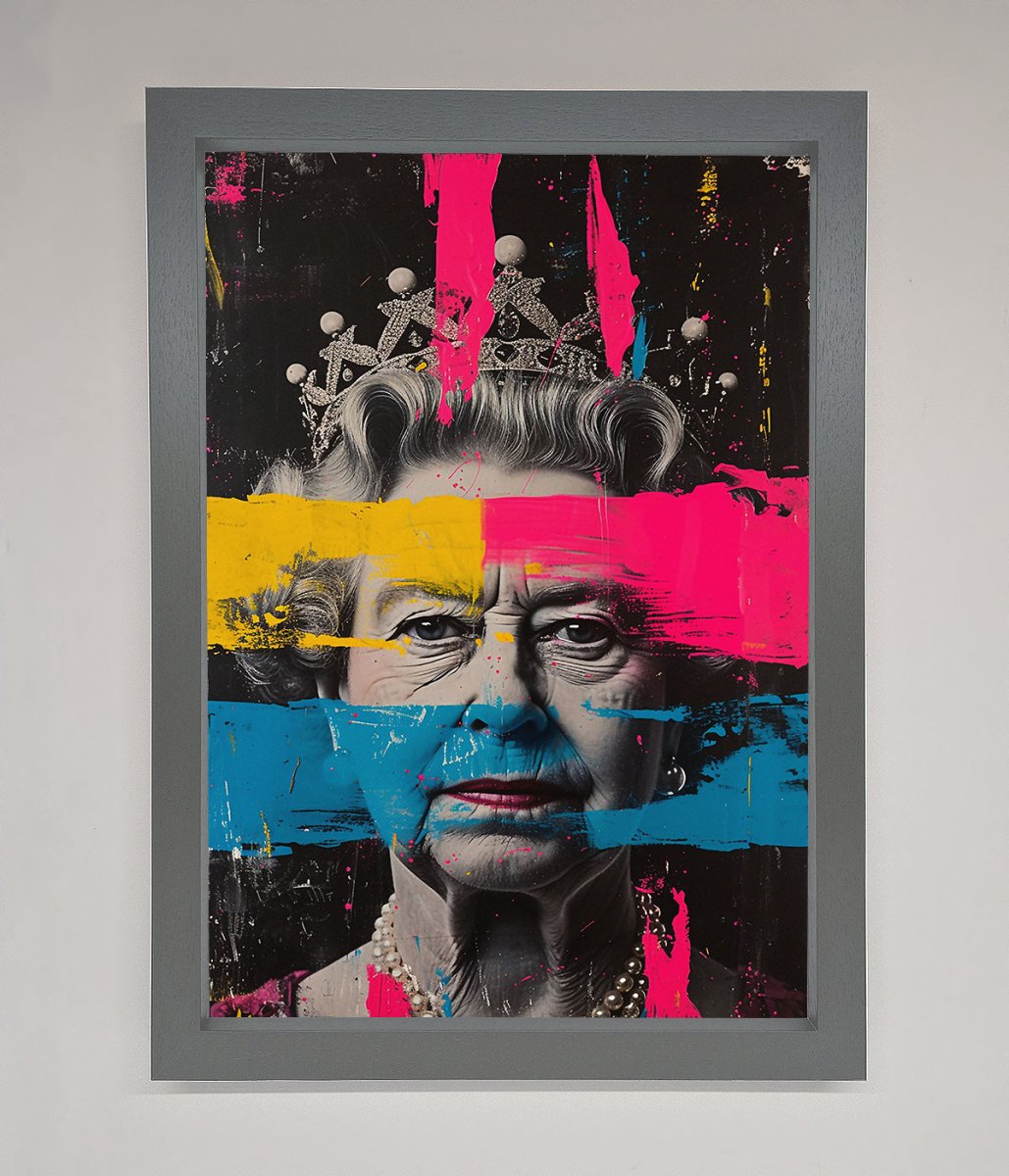 Queen Elizabeth Paint Splatter Framed Wall Art-4