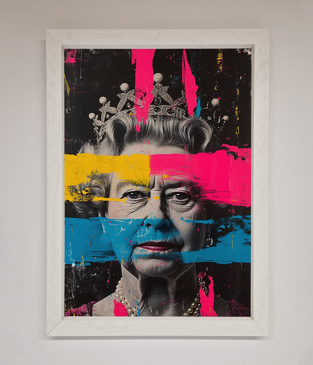 Queen Elizabeth Paint Splatter Framed Wall Art-2