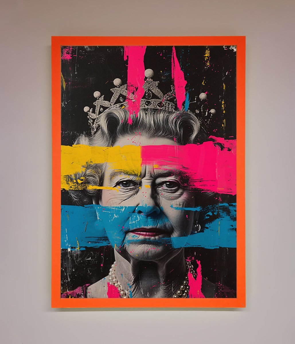 Queen Elizabeth Paint Splatter Framed Wall Art-10