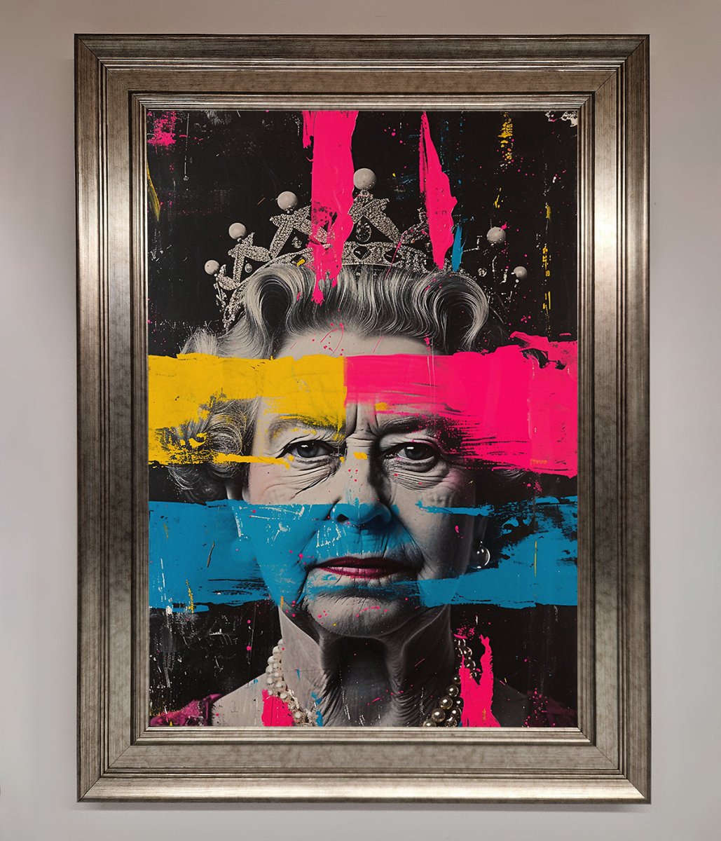 Queen Elizabeth Paint Splatter Framed Wall Art-5