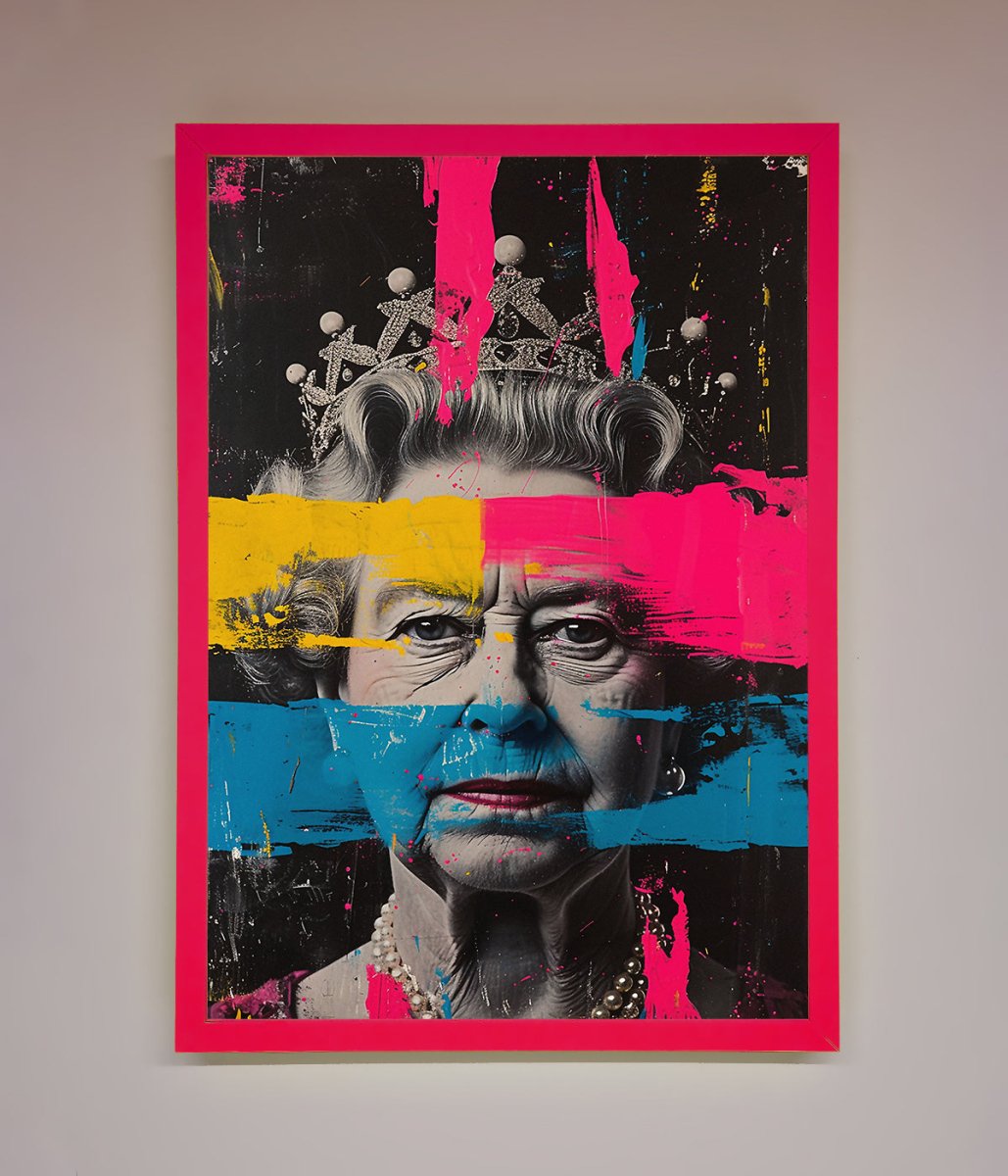 Queen Elizabeth Paint Splatter Framed Wall Art-13