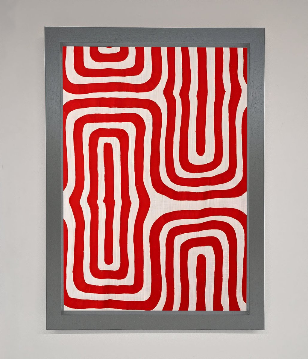 Red Waves Abstract Art Framed Poster-3