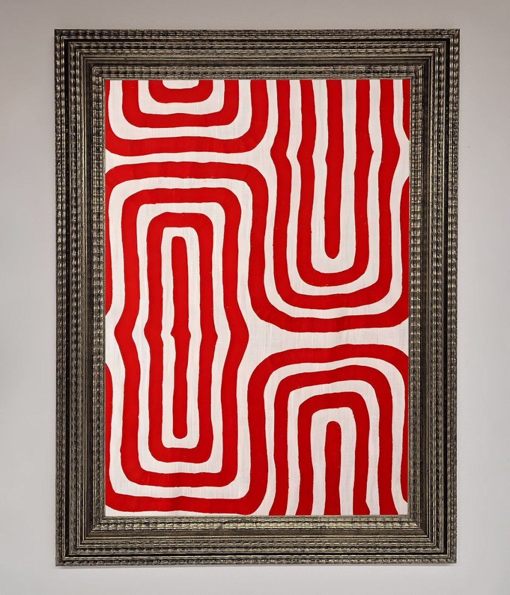 Red Waves Abstract Art Framed Poster-16