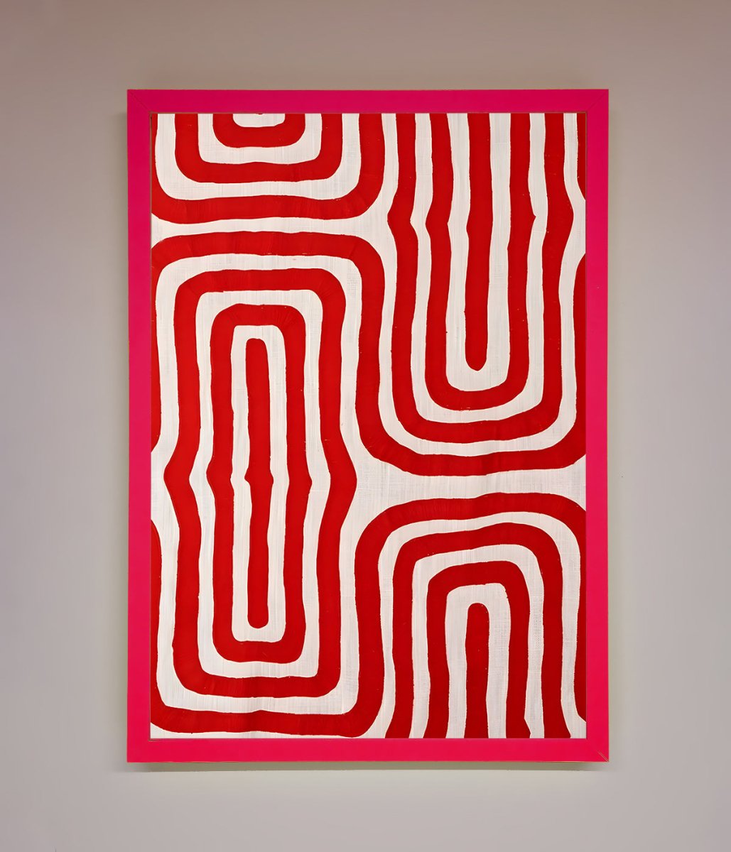 Red Waves Abstract Art Framed Poster-13