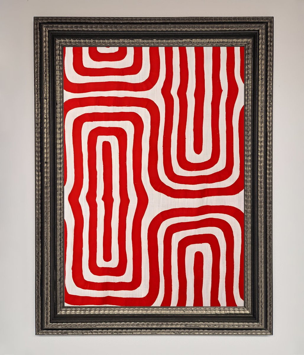 Red Waves Abstract Art Framed Poster-17