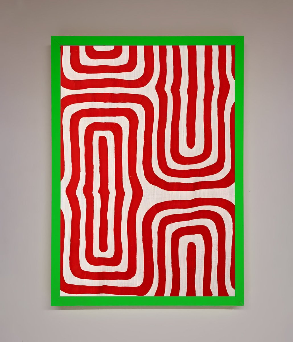 Red Waves Abstract Art Framed Poster-11