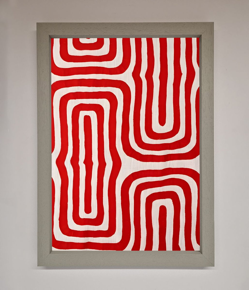 Red Waves Abstract Art Framed Poster-2