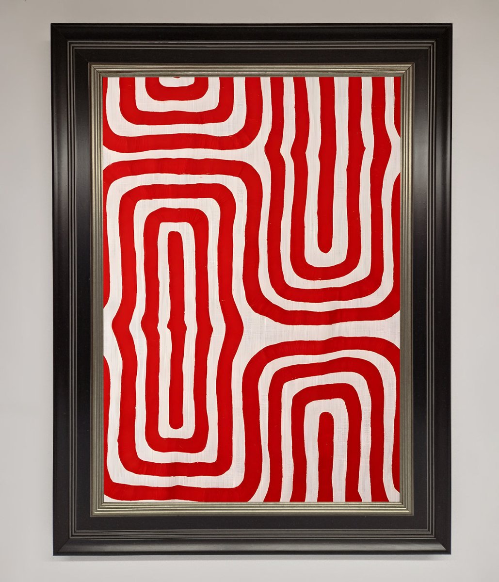 Red Waves Abstract Art Framed Poster-8