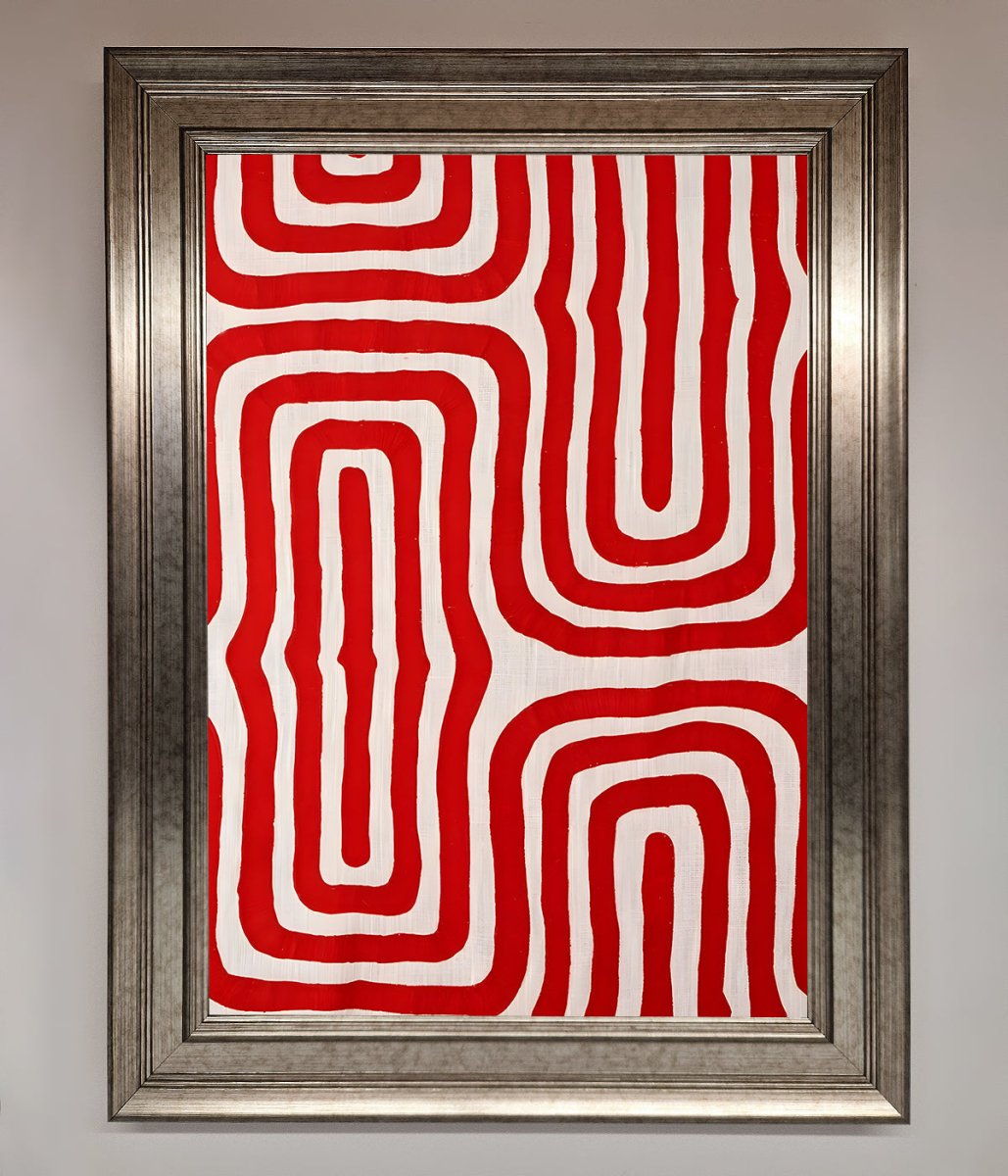 Red Waves Abstract Art Framed Poster-5