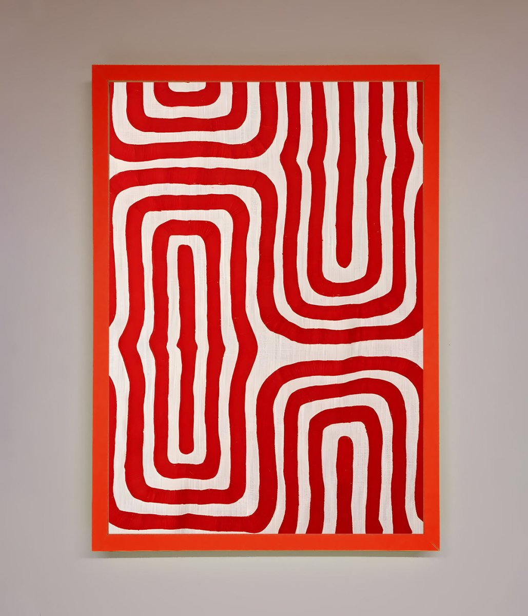 Red Waves Abstract Art Framed Poster-14