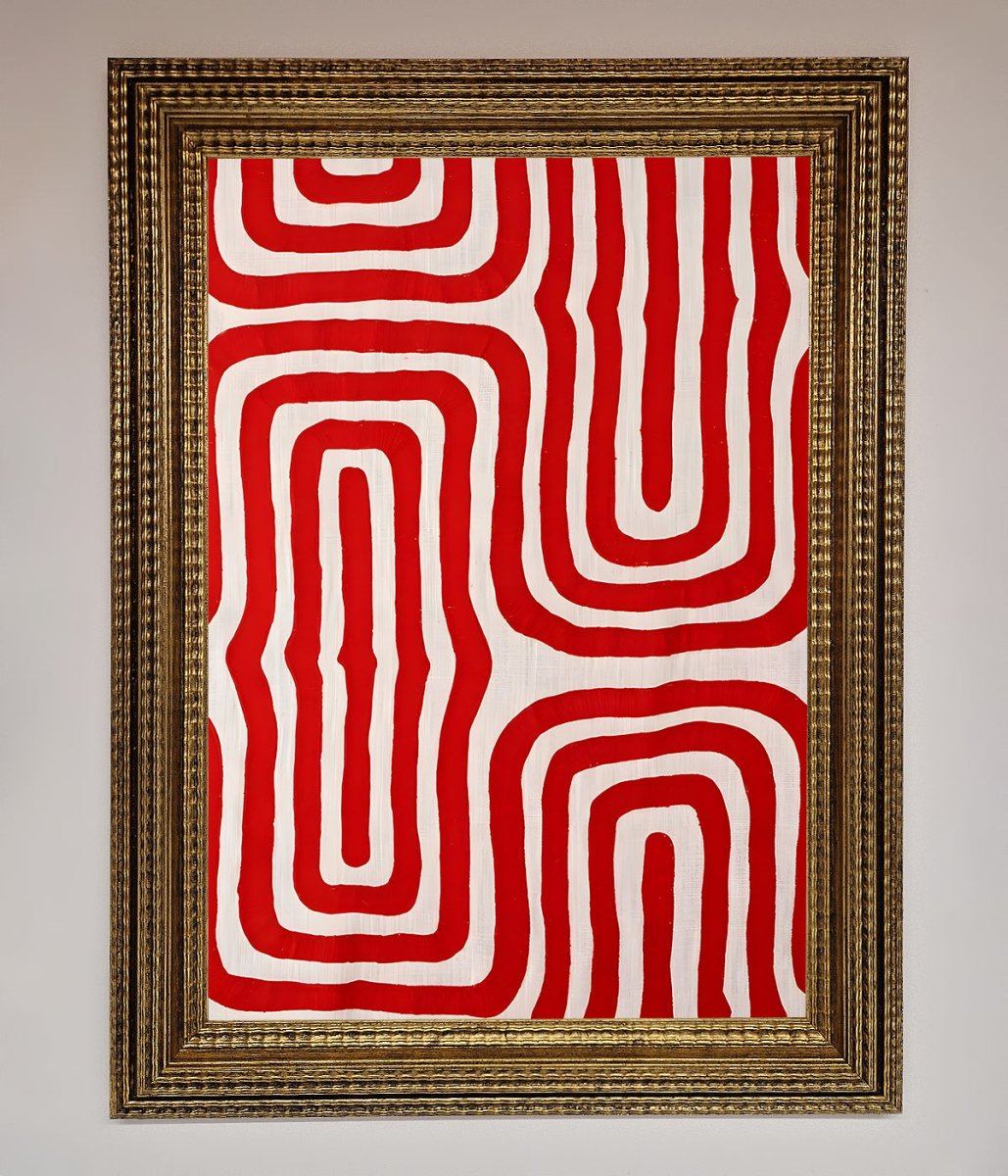 Red Waves Abstract Art Framed Poster-15