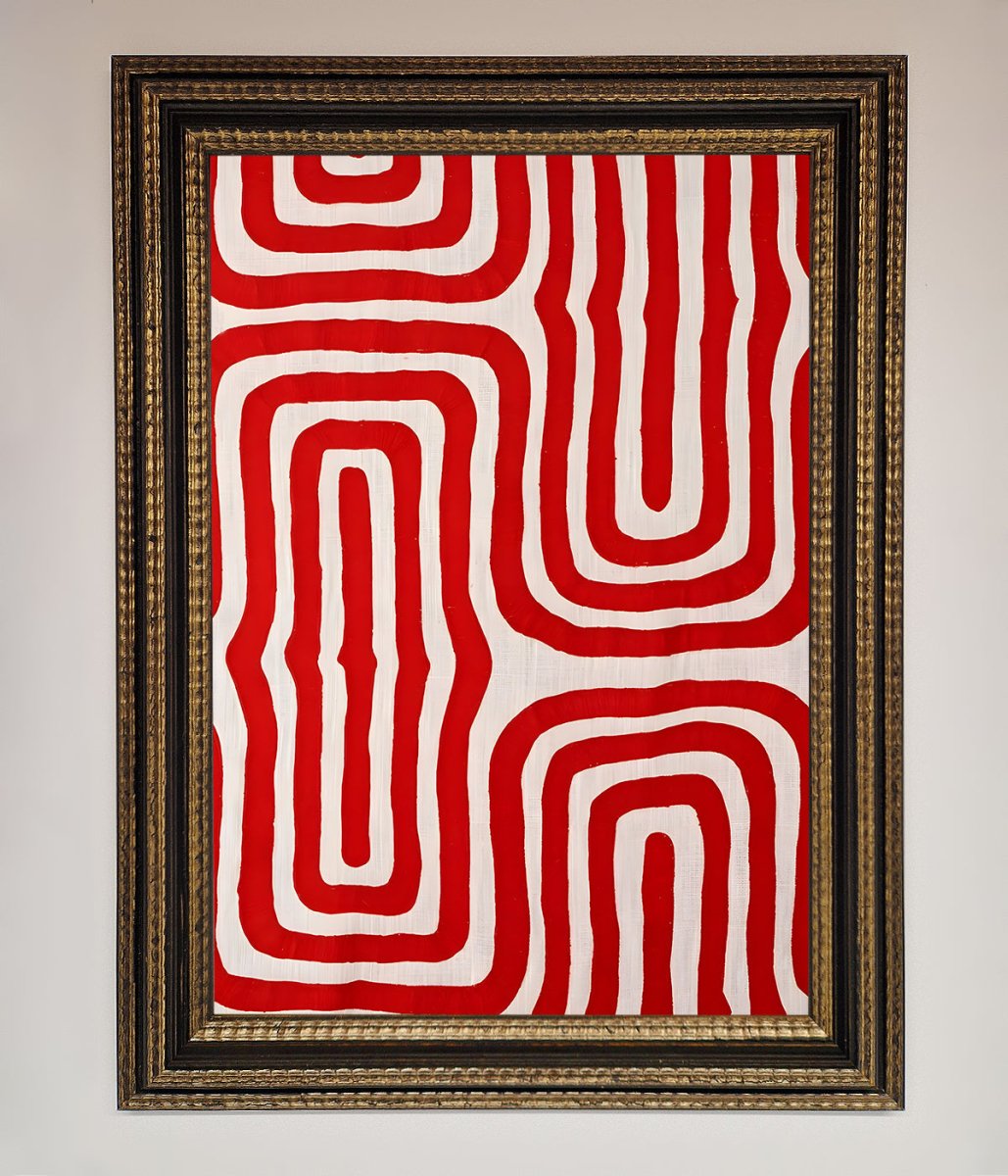 Red Waves Abstract Art Framed Poster-18