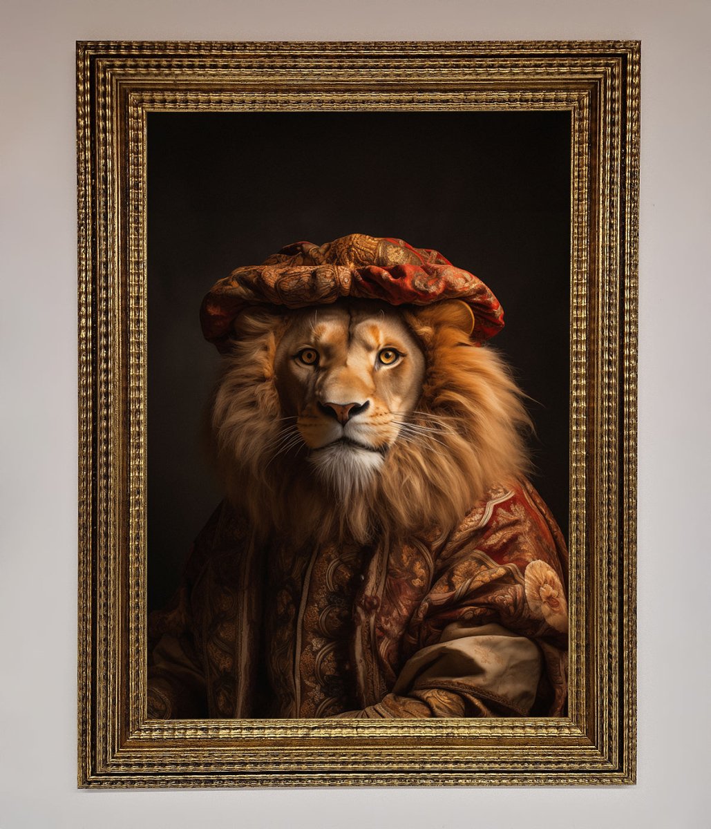 Renaissance Lion Framed Wall Art-0