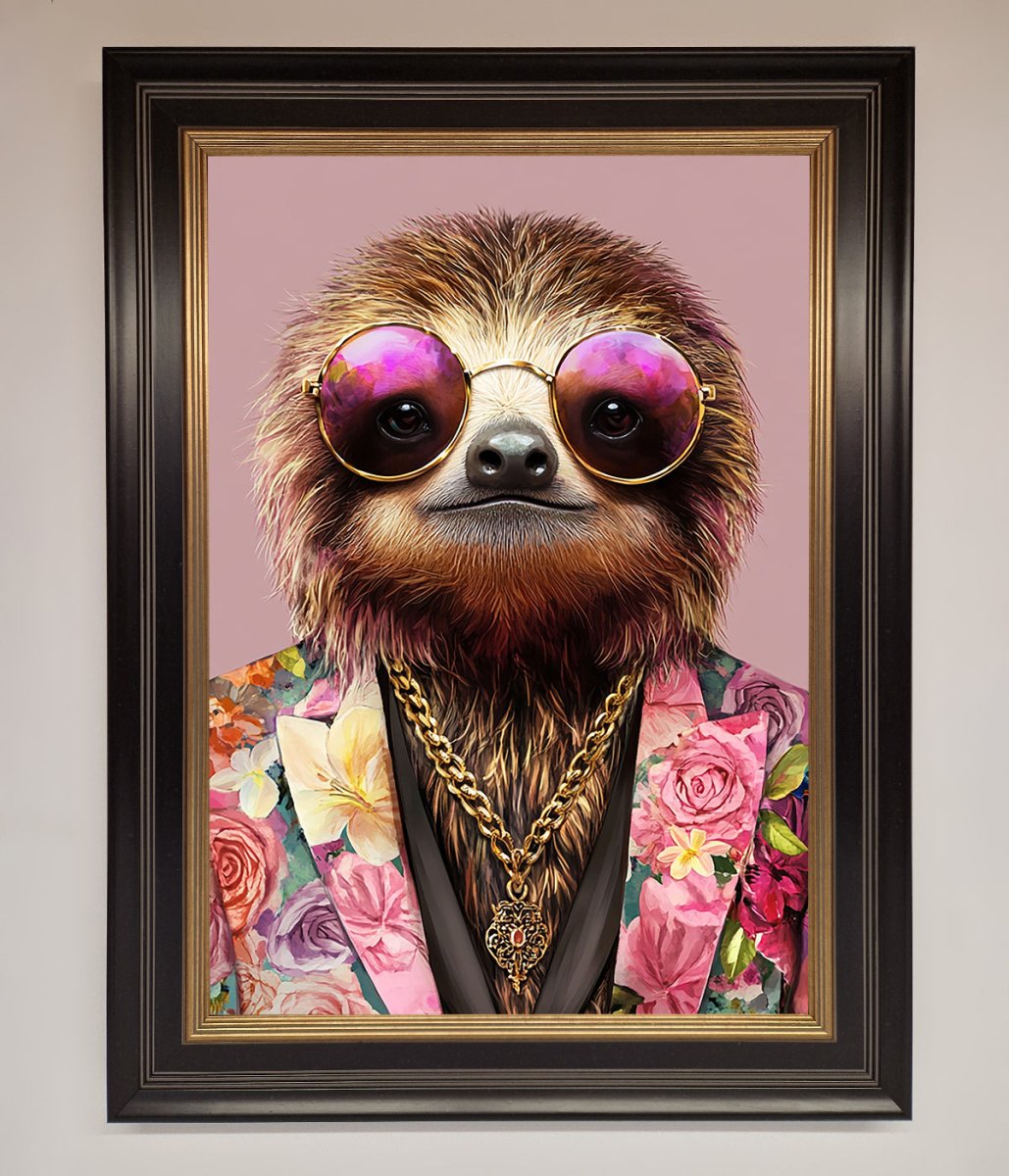 Sloth With Sunglasses Framed Poster-17