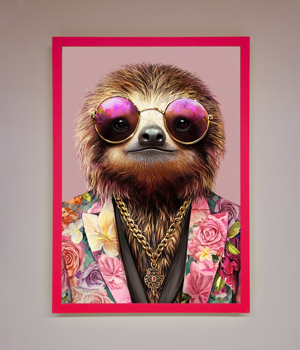 Sloth With Sunglasses Framed Poster-0
