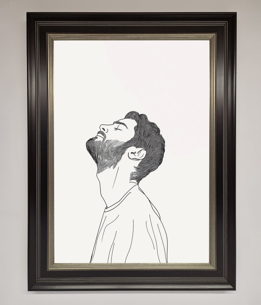 The Man In The Morning Line Art Framed Print-8
