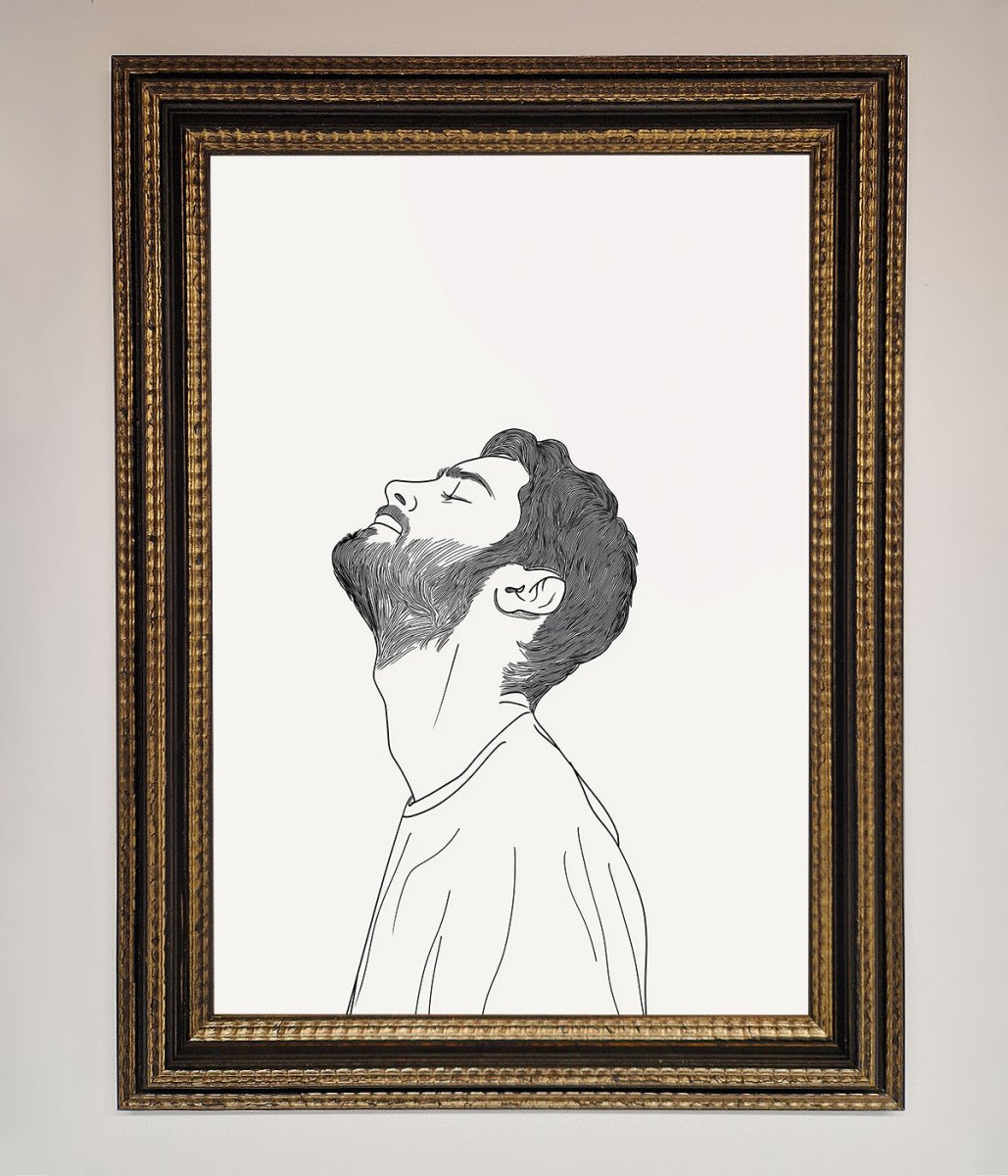 The Man In The Morning Line Art Framed Print-18
