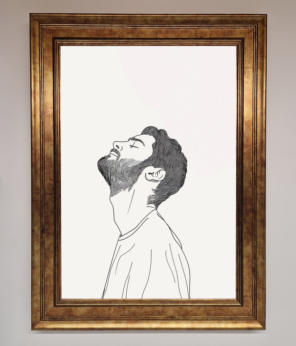 The Man In The Morning Line Art Framed Print-7