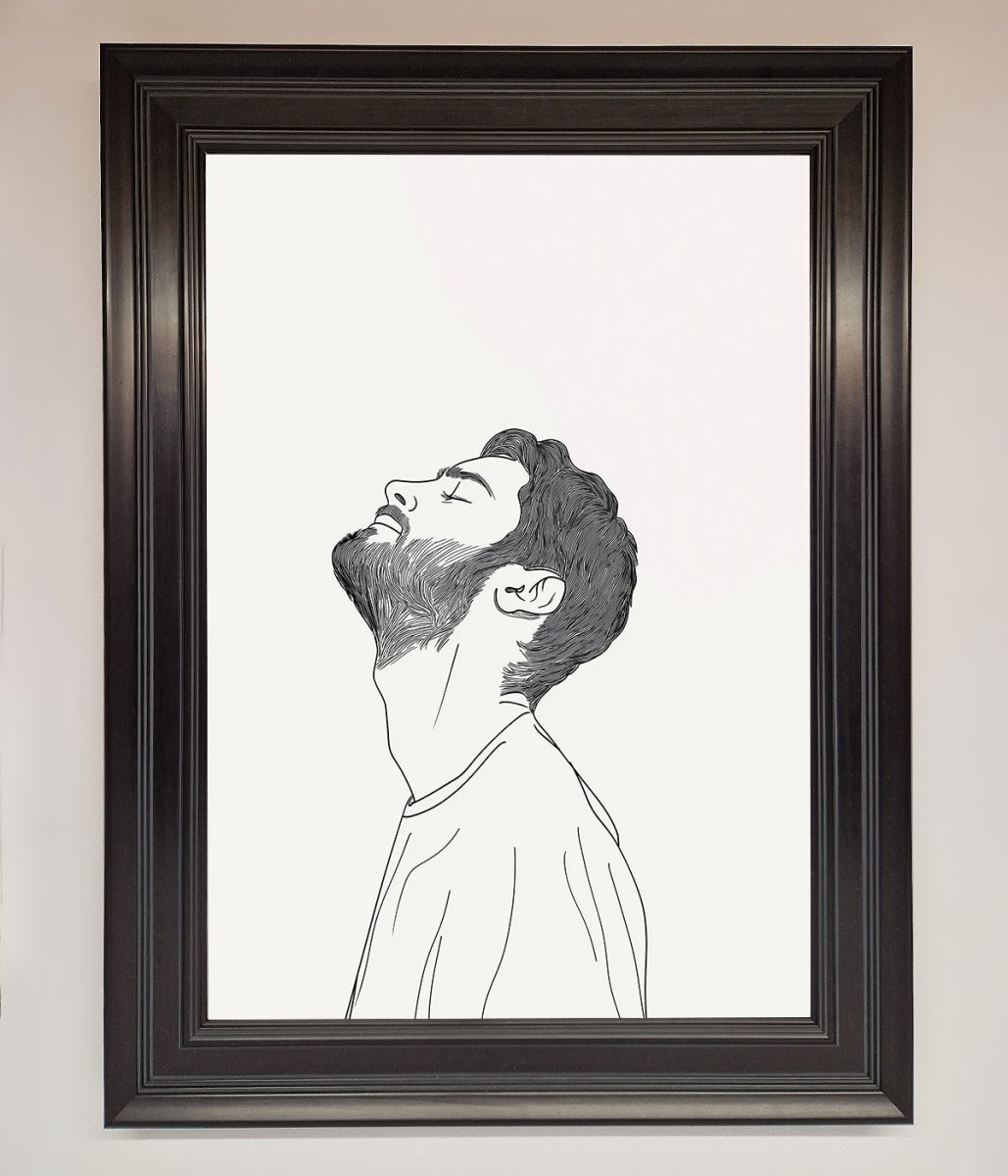 The Man In The Morning Line Art Framed Print-6