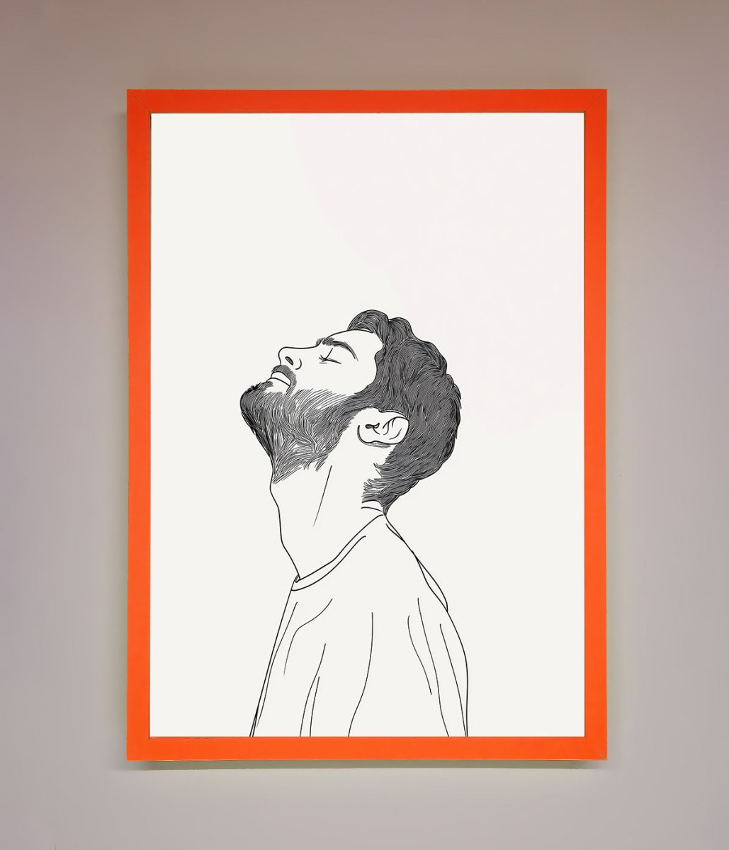The Man In The Morning Line Art Framed Print-10