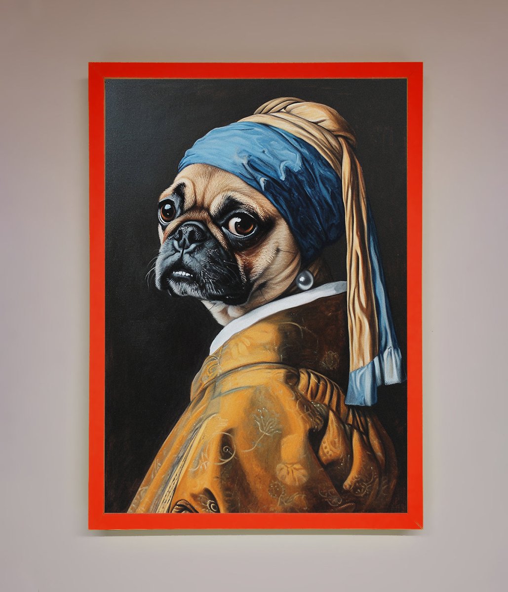 The Pug With The Pearl Earring Framed Print-15