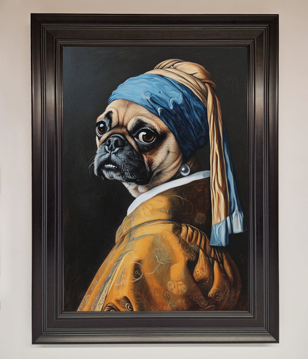 The Pug With The Pearl Earring Framed Print-6