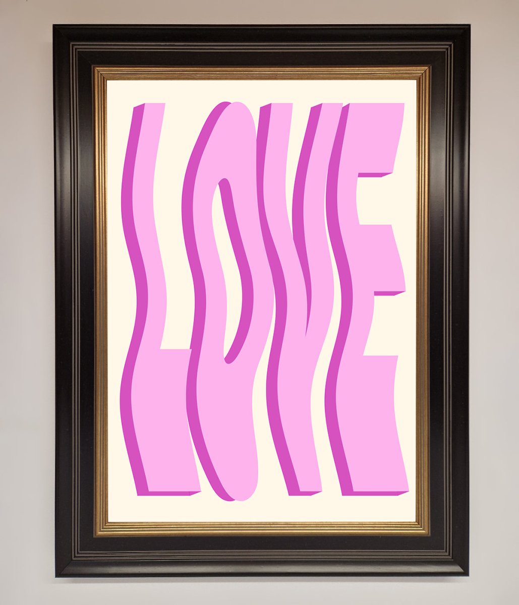 Wavy Love Pink Framed Poster-9