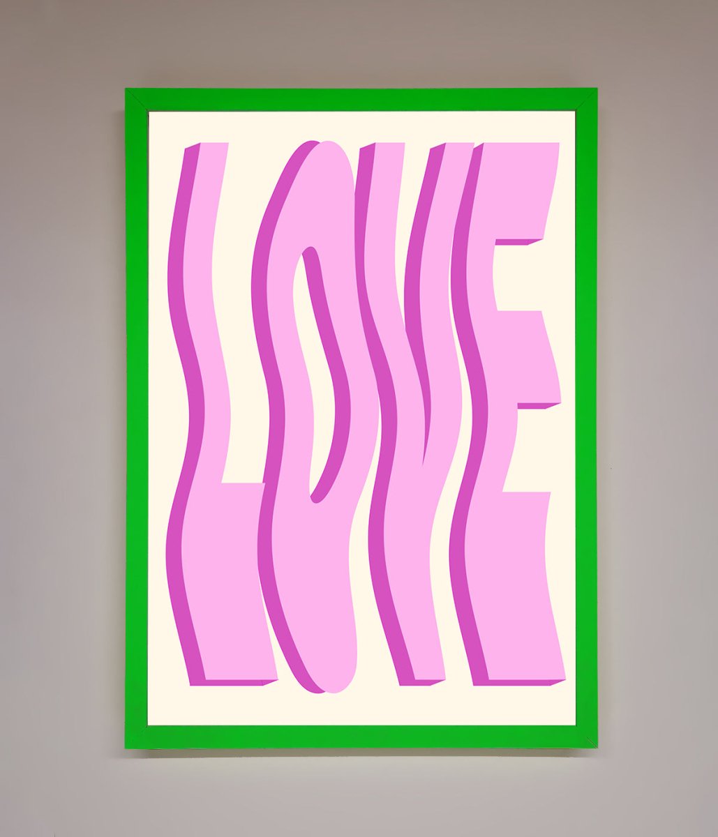 Wavy Love Pink Framed Poster-12