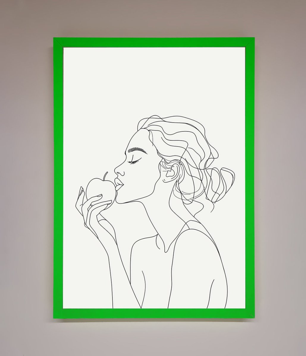 Women With An Apple Line Drawing Framed Poster-11