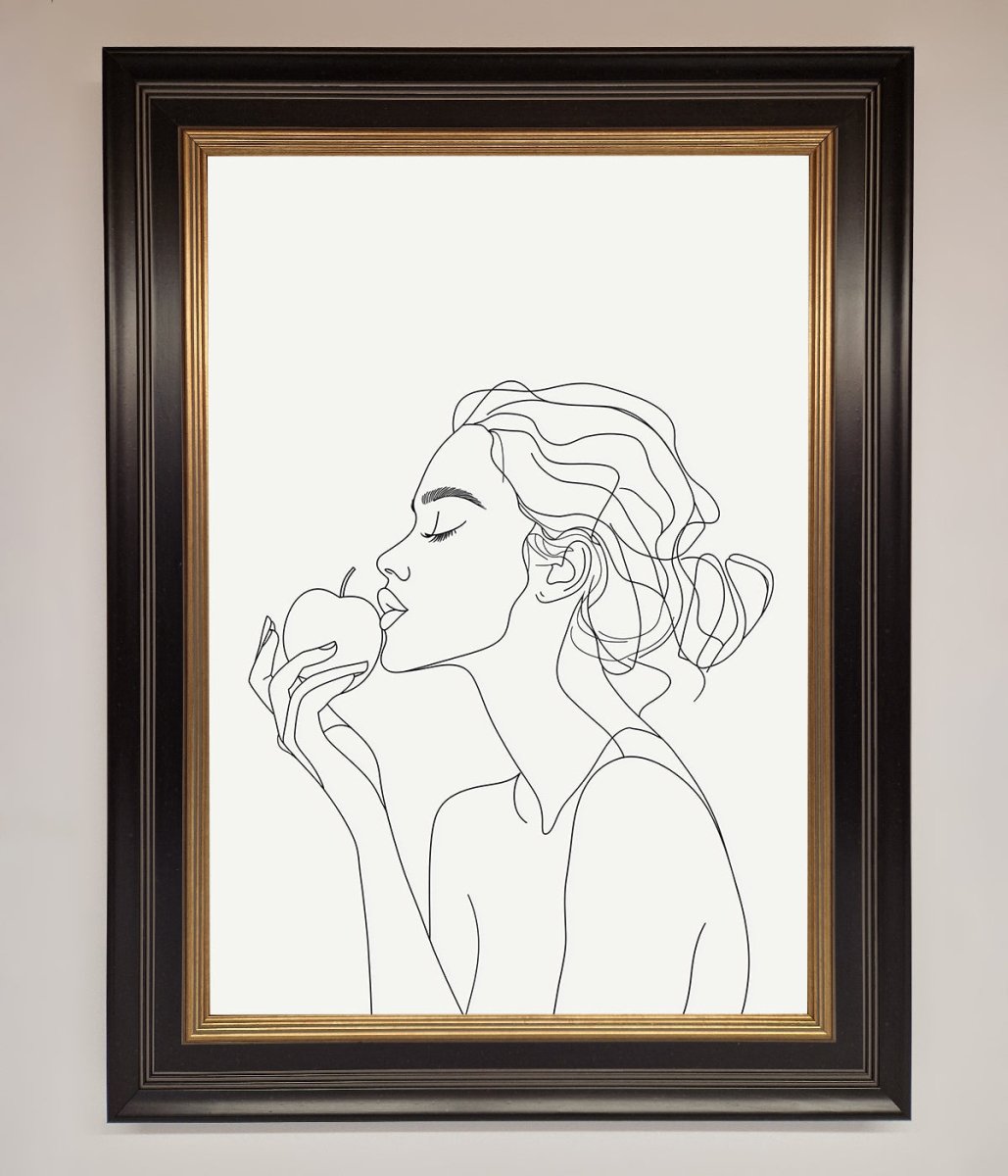 Women With An Apple Line Drawing Framed Poster-9