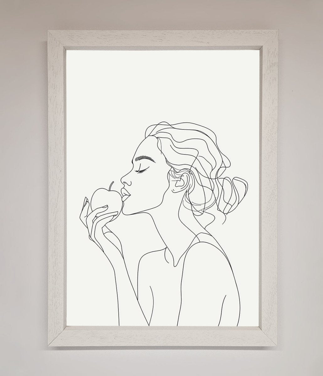 Women With An Apple Line Drawing Framed Poster-2